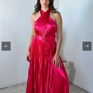 Elegant Pink Halter Dress